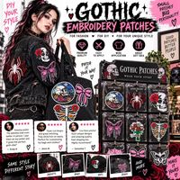 Patch brodé gothique en gros : Crâne, Rose, Toile d'araignée, Papillon – Esthétique sombre, thermocollant ou à coudre