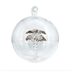 Promotional Indoor Table Decoration Christmas Light Ball 80mm Squirrel Hanging Glass Snow Globe Christmas Ornament Gift Decor