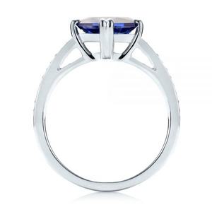 Bijoux en argent saphir bleu Bague fine en argent sterling 925 avec saphir bleu taillé en princesse - Product Image 2
