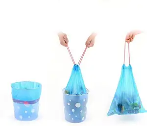 Tùy chỉnh bán buôn Thùng rác dây rút tie-xử lý phân hủy sinh học compostable nhựa túi rác với hộ gia đình