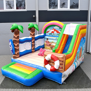 บ้านลมเป่าลมธีมชายหาดต้นปาล์ม ปราสาทลมเป่าลม บ้านเด้งดึ๋งเป่าลม บ้านเด้งดึ๋งแบบมีสไลเดอร์ บ้านลมเป่าลมแบบคอมโบ - Product Image 2