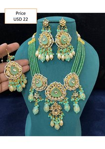 Conjunto de Joyería Nupcial Tradicional Kundan para Mujer, Collar de Perlas de Varias Hebras con Pendientes a Juego, para Bodas Indias y Fiestas - Product Image 2