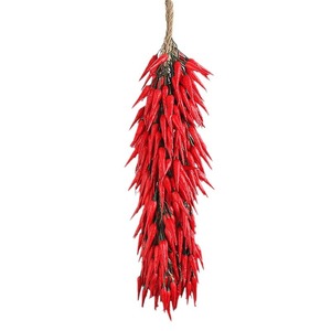 Guirnaldas de chiles artificiales, flores de seda, decoraciones rojas secas para exteriores, accesorios para restaurantes rústicos - Product Image 5