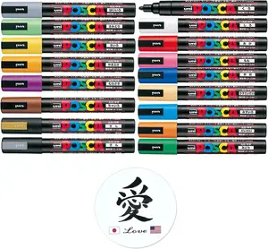 Uni Posca Paint Marker FULL RANGE Bundle Set, Mitsubishi ALL Natural & Gold & Silver Pen Fine Point 24 Color (PC-3M)