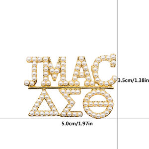 Lujo 18K chapado en oro tono hermandad Delta Jackson MS Alumnae capítulo diseño perla cubierta griego DST JMAC símbolo broche Pin - Product Image 2