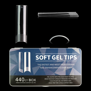 BIN 440 pezzi punte per mezze unghie Extra lunghe mezza copertura profonda curva a C unghie finte 11 dimensioni quadrate affusolate - Product Image 3