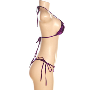 2023 dos nu deux pièces Bikini à lacets licou <span class=keywords><strong>Vinyle</strong></span> femmes maillots de bain Sexy Bikini ensembles - Product Image 6