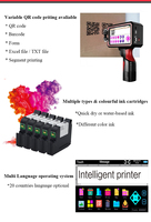 Impresora de Etiquetas de Inyección de Tinta TIJ de Dos Cabezales, Portátil, con Pantalla Táctil, Altura Máxima de 48 mm, para Codificación de Logotipos, Texto, Códigos QR, Códigos de Barras, Cartón Flexible y Madera