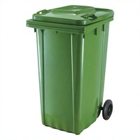 Poubelle à roulettes de 240 L, bac à déchets en plastique avec couvercle pour chantier extérieur