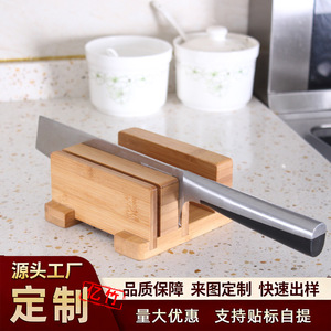 Bamboo <b>Kitchen</b> Knife Rack Multi Functional Cutting Board Holder With Stand Square Shape - Product Image 5