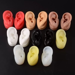Soft <b>Silicone</b> Ear Model with Stand Colorful Human Ear Piercing Training Display <b>Tool</b> for Jewelry Practice - Product Image 1