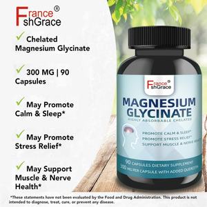 Cápsulas de Glicinato de Magnesio Personalizadas para Dormir, Calmar, Aliviar los Nervios y el Estrés en Adultos, Suplemento de Glicinato de Magnesio - Product Image 2