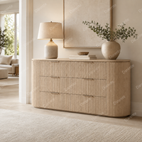 Commode BYRON à 6 tiroirs, commode haut de gamme à 6 tiroirs à lattes cannelées pour suite parentale de luxe, buffet de rangement, credenza nordique
