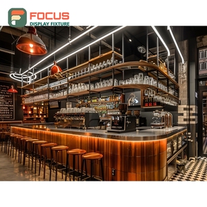 Illuminated Coffee Display Cabinet Oak Grain Finish Coffee Bag Display Area Roastery Display Cabinet - Product Image 3