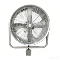 Ventilateur oscillant mural industriel de 24 pouces avec anneau de brumisation en acier inoxydable et 8 buses pour atelier, usine, salle
