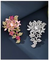 Broche Fleur en Cristal Rouge Tendance, Épingle Scintillante en Strass, Motif Vigne, Clip Lourd pour Écharpe, Blazer, Manteau, Mariage, Fête