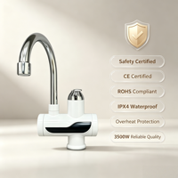 Robinet d'eau électrique à chauffage instantané en plastique, bec pivotant chromé, commande manuelle, affichage LED, pour extérieur, hôtel, voiture