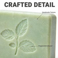 Savon Solide Artisanal à la Menthe Poivrée, Savon Herbal Vert à la Menthe pour le Visage et le Corps