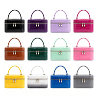 Prêt à expédier – Trousse de maquillage en cuir gaufré crocodile 2026 pour femme, grand format brillant avec fermeture éclair, sac de toilette 20 cm