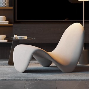 Fauteuil lounge moderne en velours et laine d'agneau, ergonomique, à haute résilience, avec moulage intégré, pour salon domestique - Product Image 2