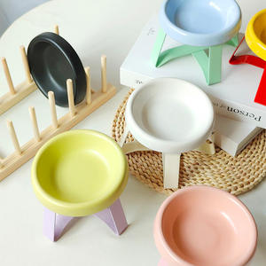 Doe חיית המחמד הסיטונאי לוגו מותאם אישית קרמי מוגבה קערת מזון חתול גבוהה רגל קטנה מגן האכלה קינוח - Product Image 1