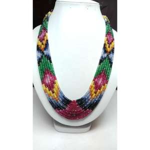 Collar de Alta Calidad con 7 Capas de Cuentas de Zafiro Multicolor Facetadas Redondas de 3mm, 4.5mm y 4mm, Piedras Preciosas Sueltas de Terceros - Product Image 2