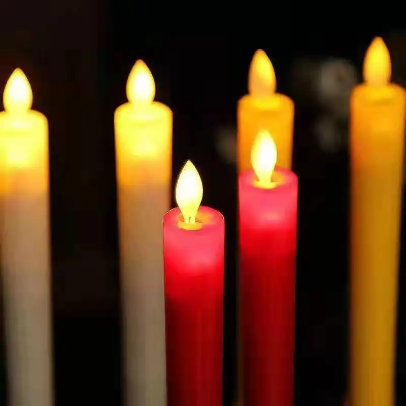 China Fabriek Groothandel Vlamloze Conus Kaarsen 12 Stuks Geel Licht Elektrische Kaarsen Drop Verzending Vlamloze Pilaar Kaarsen