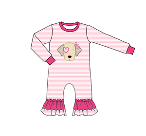 Vente en gros de vêtements de printemps pour enfants Ensemble de pyjama à manches longues et boutons haute qualité pour les bambins et les filles de la Saint-Valentin avec impression de cœurs - Product Image 6