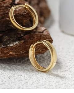 Hombres Mujeres Sweet Cool Ins Style 18K Real Gold <span class=keywords><strong>Laser</strong></span> Stripe Cat Eye Hoop Pendientes Trendy Couple Ear Huggies - Product Image 6