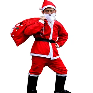 大人のサンタスーツ衣装女性のクリスマス服赤いフェルト父サンタランニングイベントパーティーのためのクリスマスコスチューム