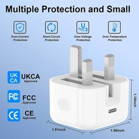 Chargeur rapide USB-C électrique PD 20W en gros, 5V/3A, avec prise UK pliable, câble et boîte de vente au détail