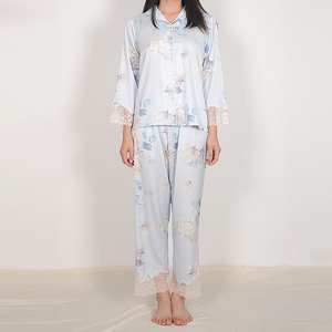 Women's <strong>Silky</strong> Satin Pajamas, Button up Long Sleeve PJ Set Pajamas Women's Sleepwear Short and <strong>Top</strong> - Product Image 2