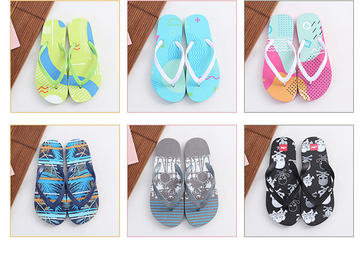 Hot Printed Flip-flops Women Non-slip Beach Slippers PE PVC Soft Flat Filp Flops