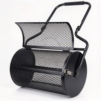 Épandeur de tourbe et de compost en acier de 24 pouces sur mesure pour jardin, rouleau épandeur de mousse avec poignée en U pour pelouse