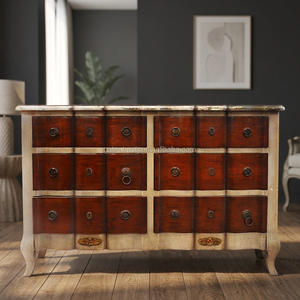 Armoires de salon en bois massif de style français, coffre à 6 tiroirs avec 2 couleurs de tons pour un usage domestique - Product Image 3