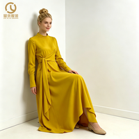 dubaï turc islamique modeste personnalisé femmes robe musulmane Abaya caftan diamant cristal gland Satin ouvert Abaya ensemble