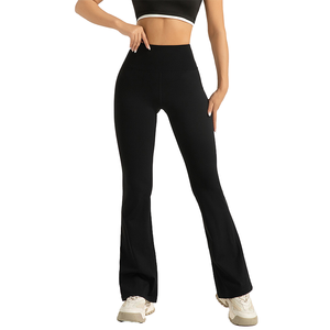 Transpirable Cierre de <span class=keywords><strong>cintura</strong></span> elástica Naked Fitness Material de LICRA sólido Medias deportivas sin costuras <span class=keywords><strong>Cintura</strong></span> alta Pantalones de yoga acampanados a la <span class=keywords><strong>cadera</strong></span> - Product Image 1