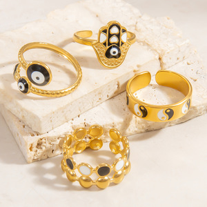 Fashion <b>Rings</b> Women 18k Gold Plated Irregular Design Eye Pattern Jewelry Gift - Product Image 2
