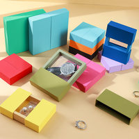 Boîte d'emballage personnalisée à double porte en film PE couleur unie pour bagues, colliers, bracelets et autres bijoux ; Boîte de présentation