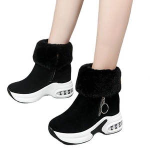 รองเท้าบูทหิมะส้นสูงแบบกำหนดเองสำหรับผู้หญิง บุขนอุ่นสำหรับฤดูหนาว รองเท้าบูทหุ้มข้อแบบมีส้นเตารีด กันความร้อน กันน้ำ รองเท้าบูทหิมะสำหรับผู้หญิง - Product Image 3