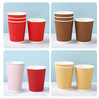Gobelets jetables à double paroi en papier kraft biodégradable pour café, thé et boissons, avec impression flexographique, modèle LJR-C23