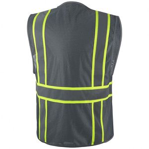 Veste de sécurité haute visibilité orange pour hommes, personnalisable avec logo, en tissu mesh zippé, couleur personnalisable, vente en gros - Product Image 2