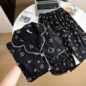 Pijamas nuevos pantalones largos <span class=keywords><strong>de</strong></span> manga larga dulce <span class=keywords><strong>Hello</strong></span> <span class=keywords><strong>Kitty</strong></span> dibujos animados impreso ropa <span class=keywords><strong>de</strong></span> dormir cómoda para mujer ropa <span class=keywords><strong>de</strong></span> casa camisones - Product Image 2