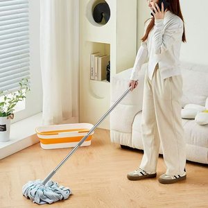 Coral Fleece Wring Out Mop Rectangular Hands Free Easy Use Household Cleaning Tool - Product Image 1