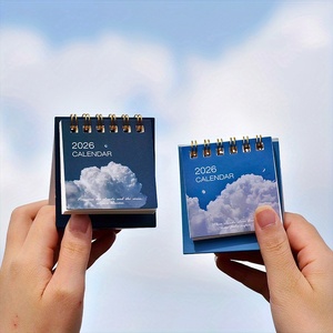 2026 natura paesaggio Mini spirale rilegato scrivania/calendario <span class=keywords><strong>da</strong></span> tavolo con orologio e cornice per foto eco-friendly per ufficio e uso domestico - Product Image 3