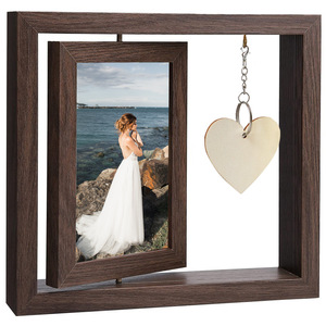 El marco <span class=keywords><strong>de</strong></span> madera rústico giratorio tiene dos <span class=keywords><strong>fotos</strong></span> <span class=keywords><strong>de</strong></span> 4x6 pulgadas <span class=keywords><strong>con</strong></span> colgante <span class=keywords><strong>de</strong></span> corazón DIY mensaje marco <span class=keywords><strong>de</strong></span> <span class=keywords><strong>fotos</strong></span> <span class=keywords><strong>de</strong></span> madera giratorio - Product Image 2