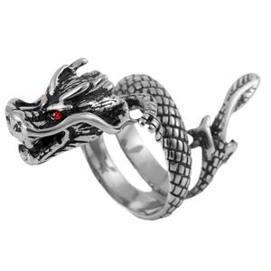 Anillo de Dragón yúnique de Acero Inoxidable para Hombre, Joyería del Zodíaco Animal, Regalo con Diseño de Ojo Rojo - Product Image 5