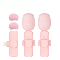 Microphone Lavalier sans Fil Rose pour Android, PC, Jeux en Direct, Téléphone, Enregistrement Audio et Vidéo Portable, Microphone Vlog
