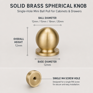Modern Solid <b>Brass</b> Round Ball Cabinet <b>Knob</b> Brushed Gold Furniture Handle Drawer Wardrobe Hardware - Product Image 3