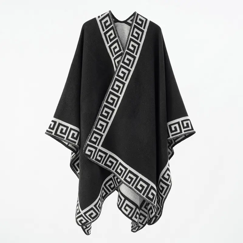 All'ingrosso elegante e calda Pashmina Kashmiri Poncho sciarpa mantella donna inverno Jacquard Cashmere scialli
